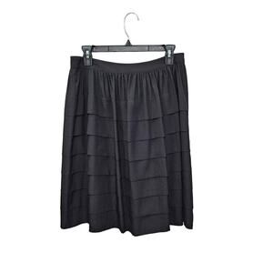 Karl Lagerfeld Paris Skirt Women 4 Small Black Tiered Career Capsule Knee Length